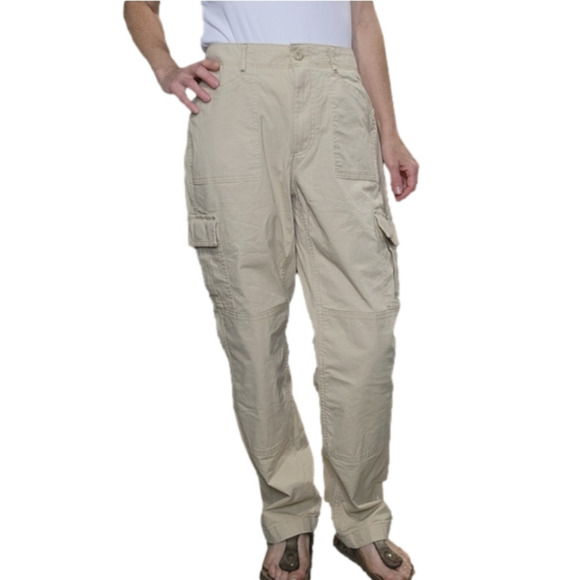 Cargo pants Tan color Pockets Cotton Spandex blend Size 14 L.L.BEAN - Picture 6 of 16